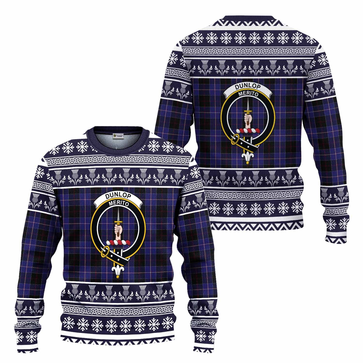 Dunlop Clan Tartan Christmas Ugly Sweater with Family Crest - Tartan Vibes Clothing