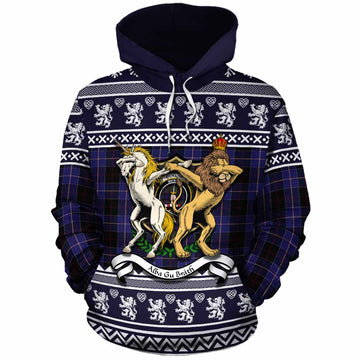 Dunlop Clan Tartan Crest Christmas Cotton Hoodie Coat of Arms Funny Style