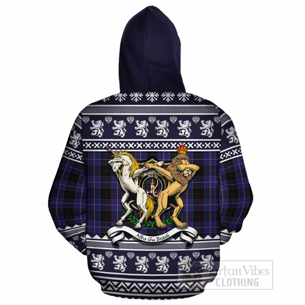 Dunlop Clan Tartan Crest Christmas Cotton Hoodie Coat of Arms Funny Style - Tartan Vibes Clothing