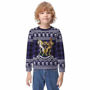 Dunlop Clan Tartan Crest Christmas Kid Ugly Sweatshirt Coat of Arms Funny Style