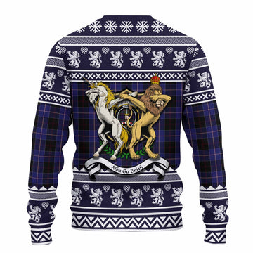 Dunlop Clan Tartan Crest Christmas Ugly Sweater Coat of Arms Funny Style