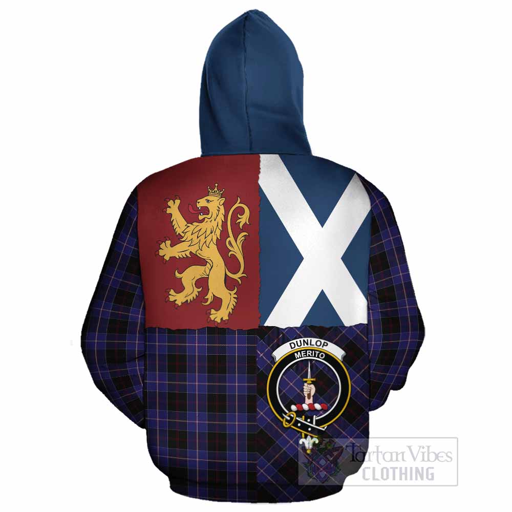 Dunlop Crest Tartan Cotton Hoodie with Lion Rampant Saltire Style - Tartan Vibes Clothing