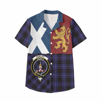 Dunlop Crest Tartan Kid Hawaiian Shirt with Lion Rampant Saltire Style