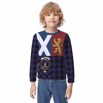 Dunlop Crest Tartan Kid Knitted Sweatshirt with Lion Rampant Saltire Style