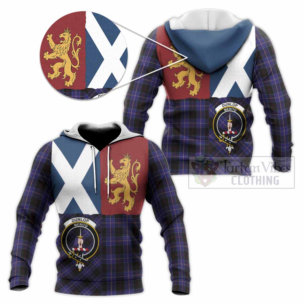 Dunlop Crest Tartan Knitted Hoodie with Lion Rampant Saltire Style
