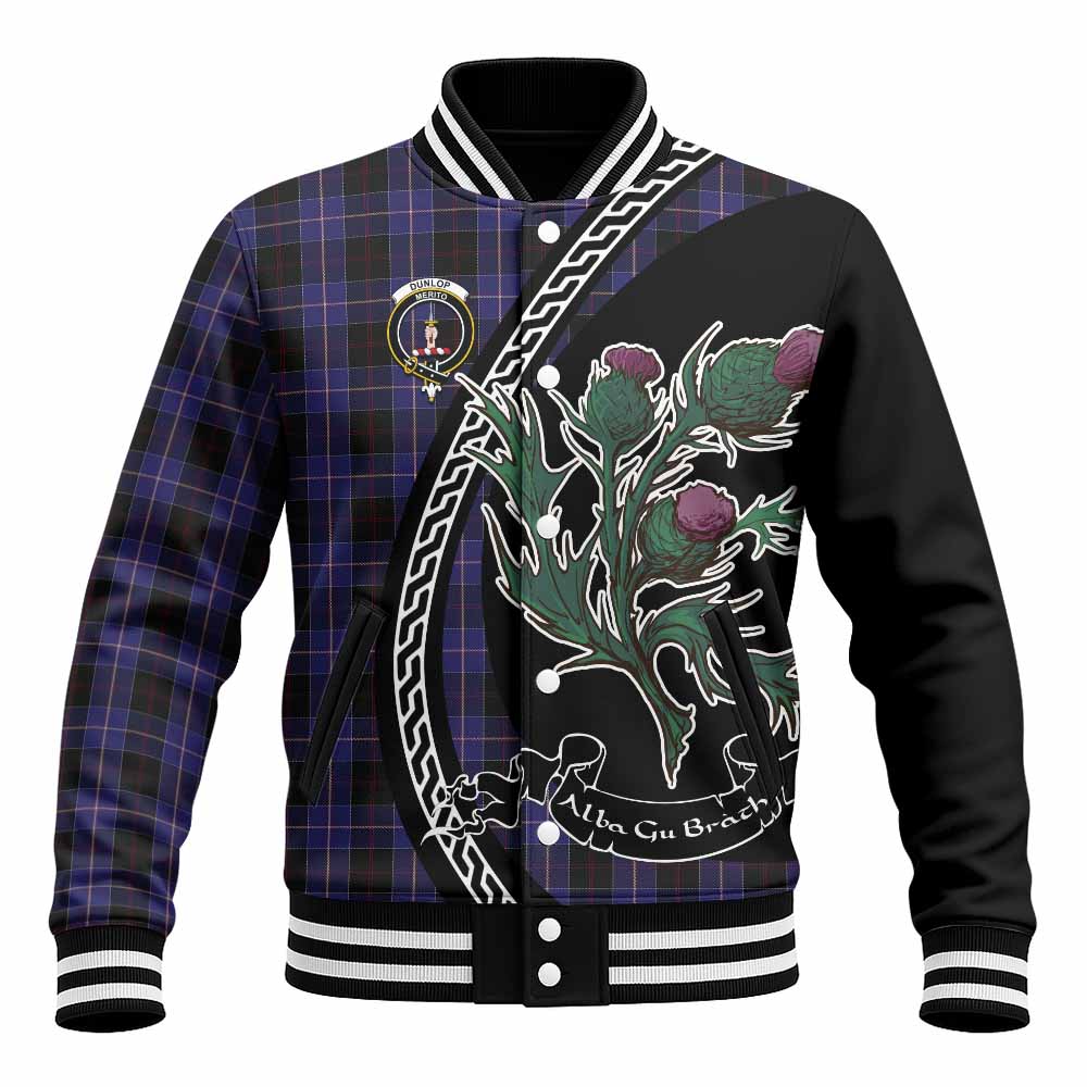Dunlop Family Crest Tartan Baseball Jacket Alba Thistle Inspired - Tartan Vibes Clothing
