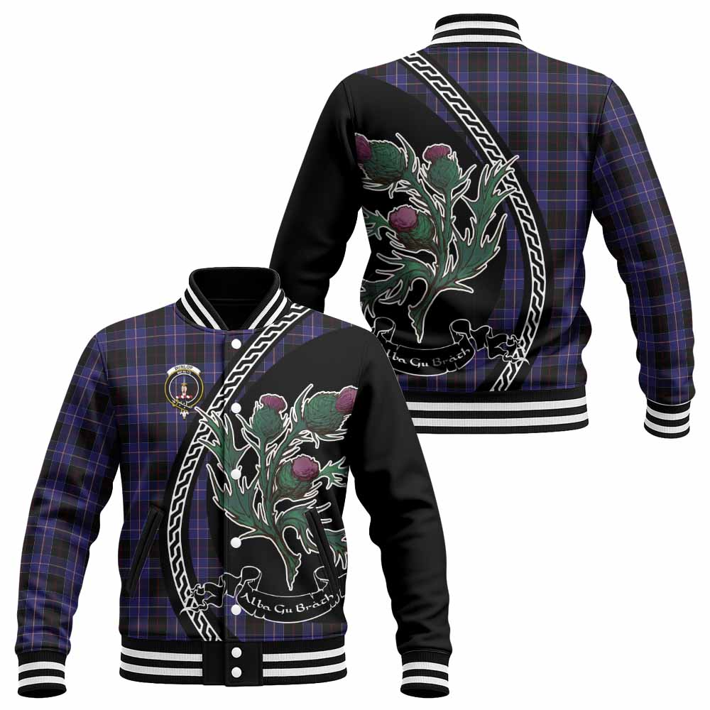 Dunlop Family Crest Tartan Baseball Jacket Alba Thistle Inspired - Tartan Vibes Clothing