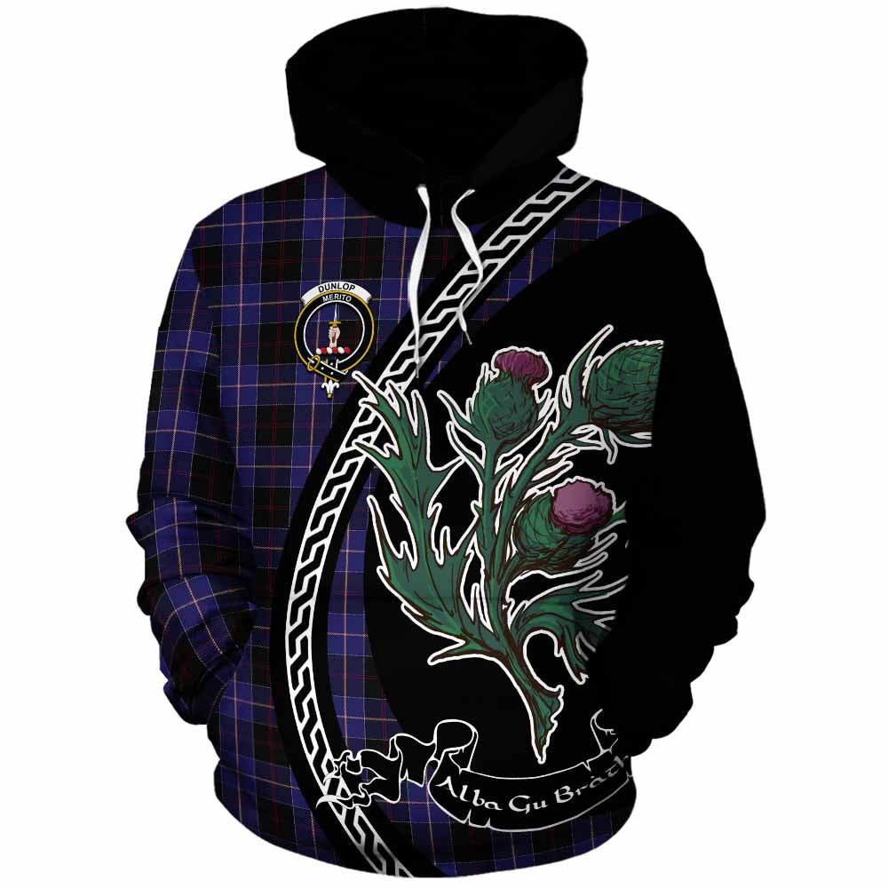 Dunlop Family Crest Tartan Cotton Hoodie Alba Thistle Inspired - Tartan Vibes Clothing