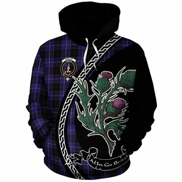 Dunlop Family Crest Tartan Cotton Hoodie Alba Thistle Inspired