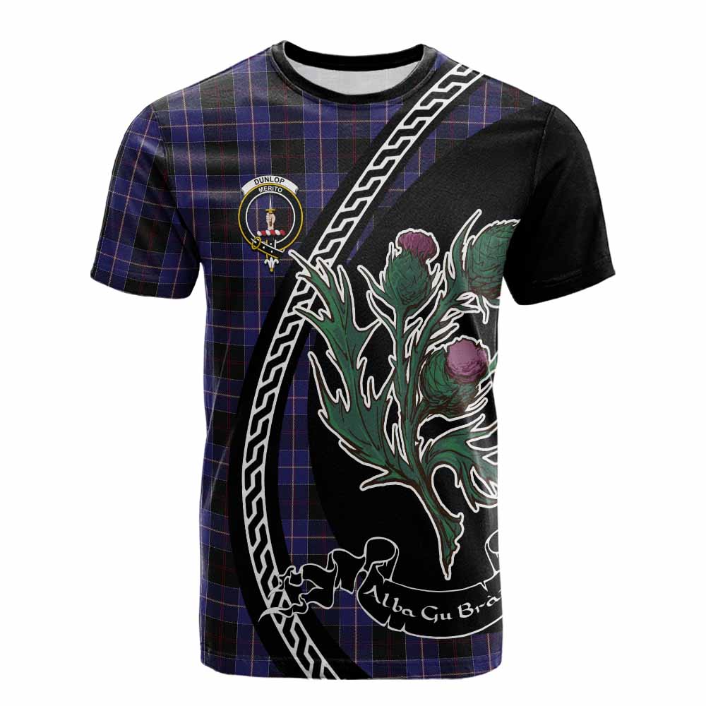 Dunlop Family Crest Tartan Cotton T-shirt Alba Thistle Inspired - Tartan Vibes Clothing