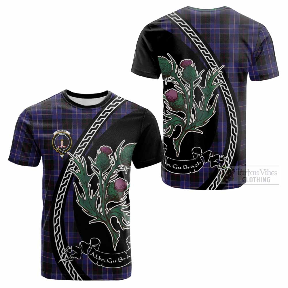 Dunlop Family Crest Tartan Cotton T-shirt Alba Thistle Inspired - Tartan Vibes Clothing