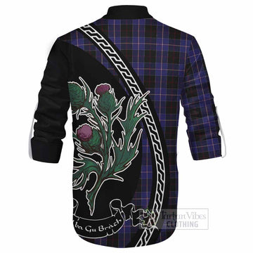 Dunlop Family Crest Tartan Ghillie Shirt Alba Thistle Inspired