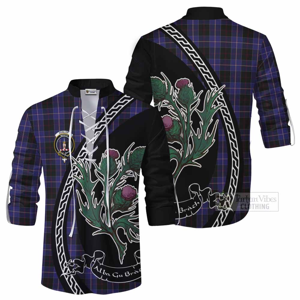 Dunlop Family Crest Tartan Ghillie Shirt Alba Thistle Inspired - Tartan Vibes Clothing