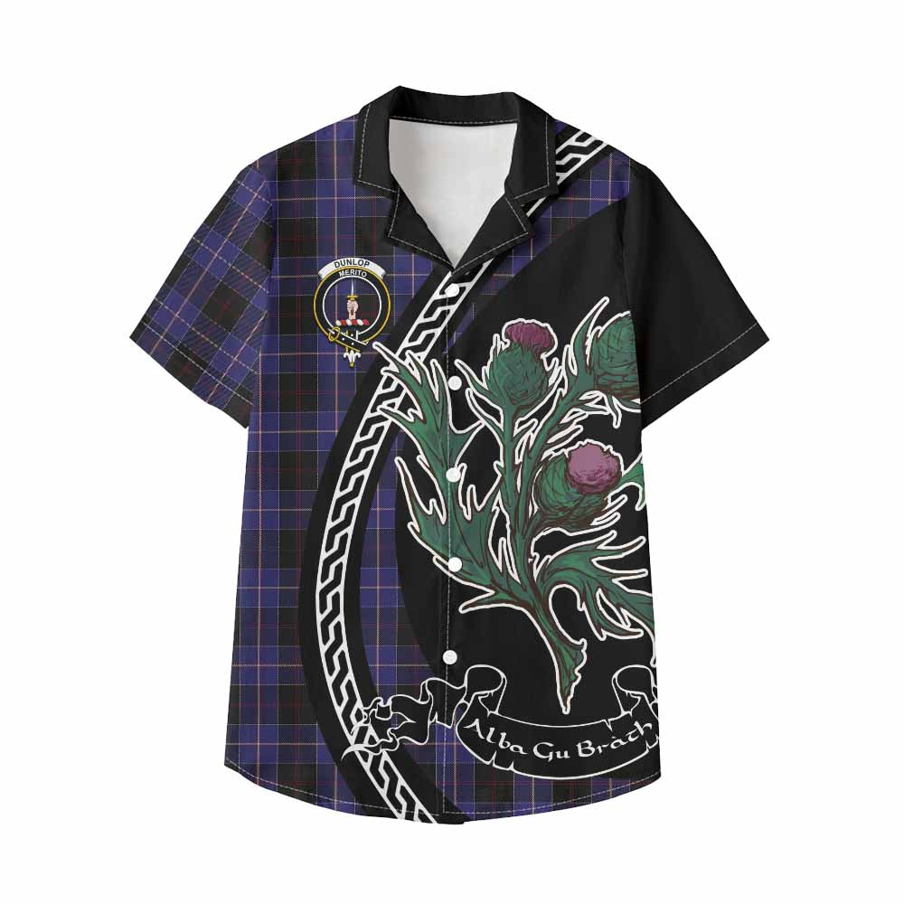 Dunlop Family Crest Tartan Kid Hawaiian Shirt Alba Thistle Inspired - Tartan Vibes Clothing
