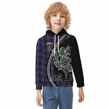 Dunlop Family Crest Tartan Kid Hoodie Alba Thistle Inspired