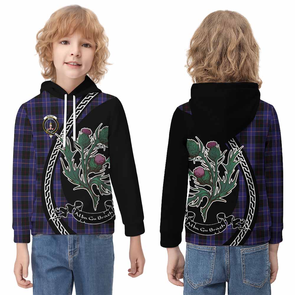 Dunlop Family Crest Tartan Kid Hoodie Alba Thistle Inspired - Tartan Vibes Clothing