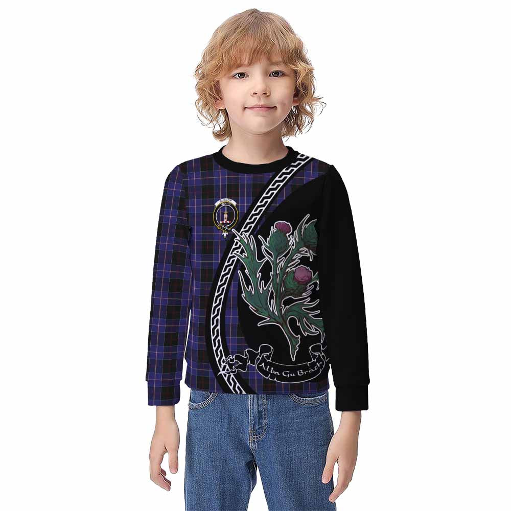 Dunlop Family Crest Tartan Kid Knitted Sweatshirt Alba Thistle Inspired - Tartan Vibes Clothing
