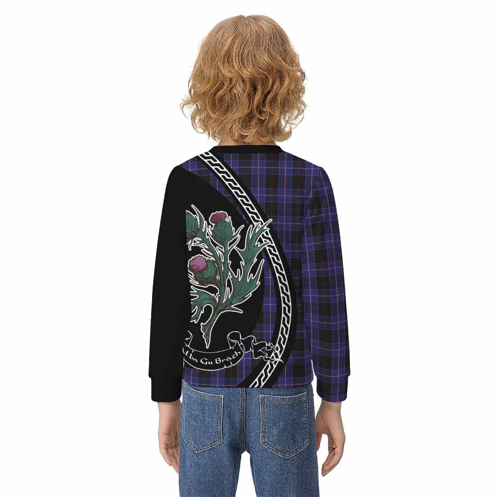 Dunlop Family Crest Tartan Kid Knitted Sweatshirt Alba Thistle Inspired - Tartan Vibes Clothing