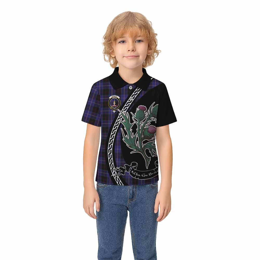 Dunlop Family Crest Tartan Kid Polo Shirt Alba Thistle Inspired - Tartan Vibes Clothing