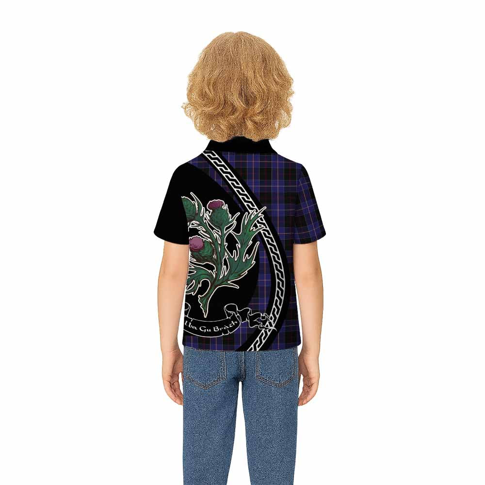 Dunlop Family Crest Tartan Kid Polo Shirt Alba Thistle Inspired - Tartan Vibes Clothing