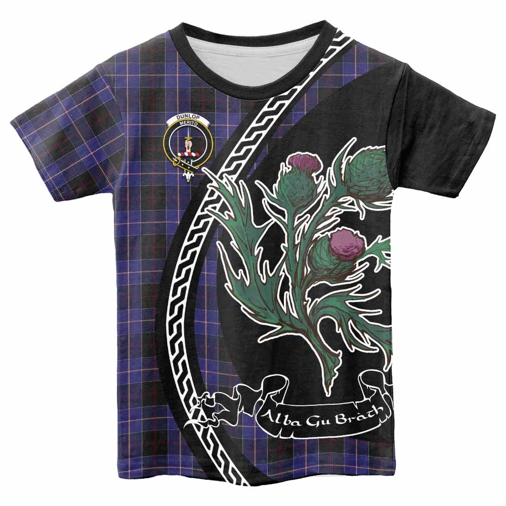 Dunlop Family Crest Tartan Kid T-shirt Alba Thistle Inspired - Tartan Vibes Clothing