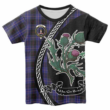 Dunlop Family Crest Tartan Kid T-shirt Alba Thistle Inspired - Tartan Vibes Clothing
