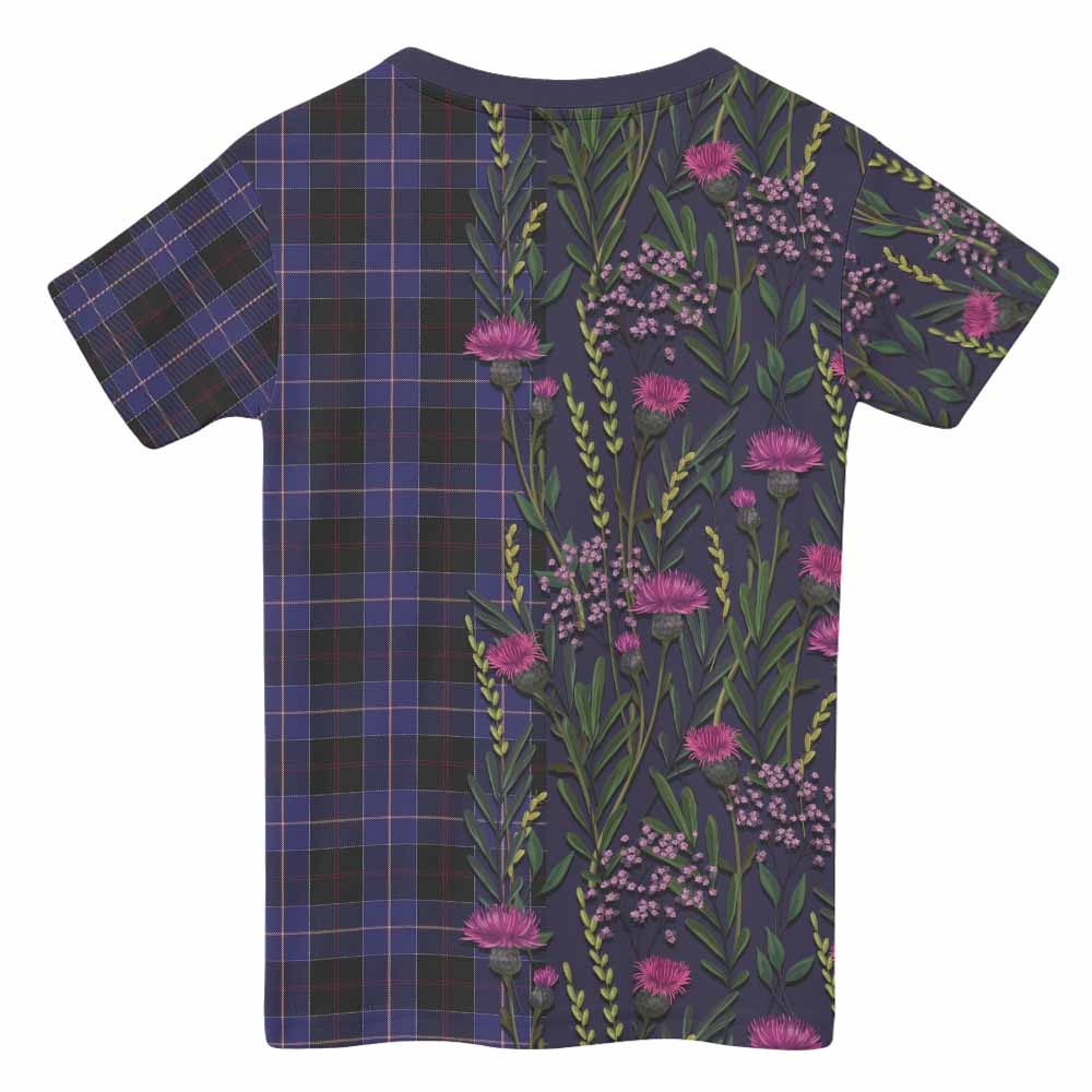 Dunlop Family Crest Tartan Kid T-shirt Scottish Thistle Flower Pattern Half Style - Tartan Vibes Clothing