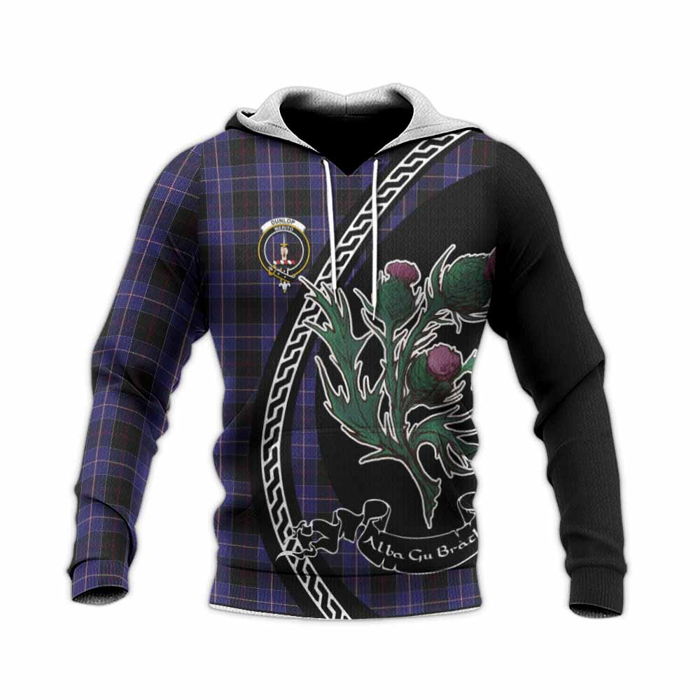 Dunlop Family Crest Tartan Knitted Hoodie Alba Thistle Inspired - Tartan Vibes Clothing