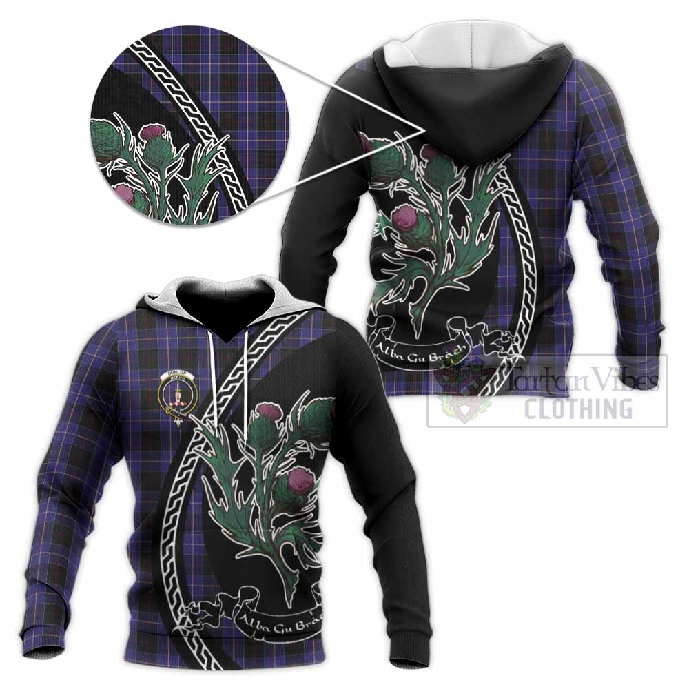 Dunlop Family Crest Tartan Knitted Hoodie Alba Thistle Inspired - Tartan Vibes Clothing