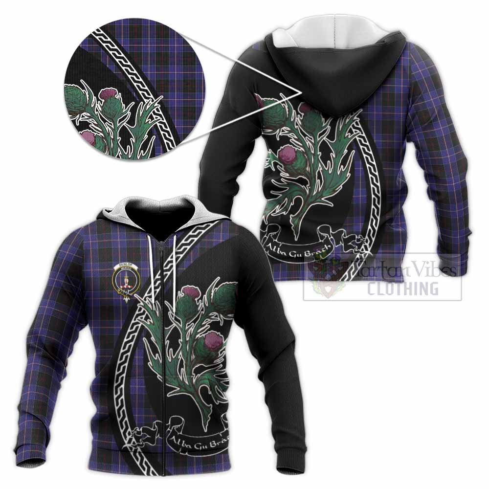 Dunlop Family Crest Tartan Knitted Hoodie Alba Thistle Inspired - Tartan Vibes Clothing