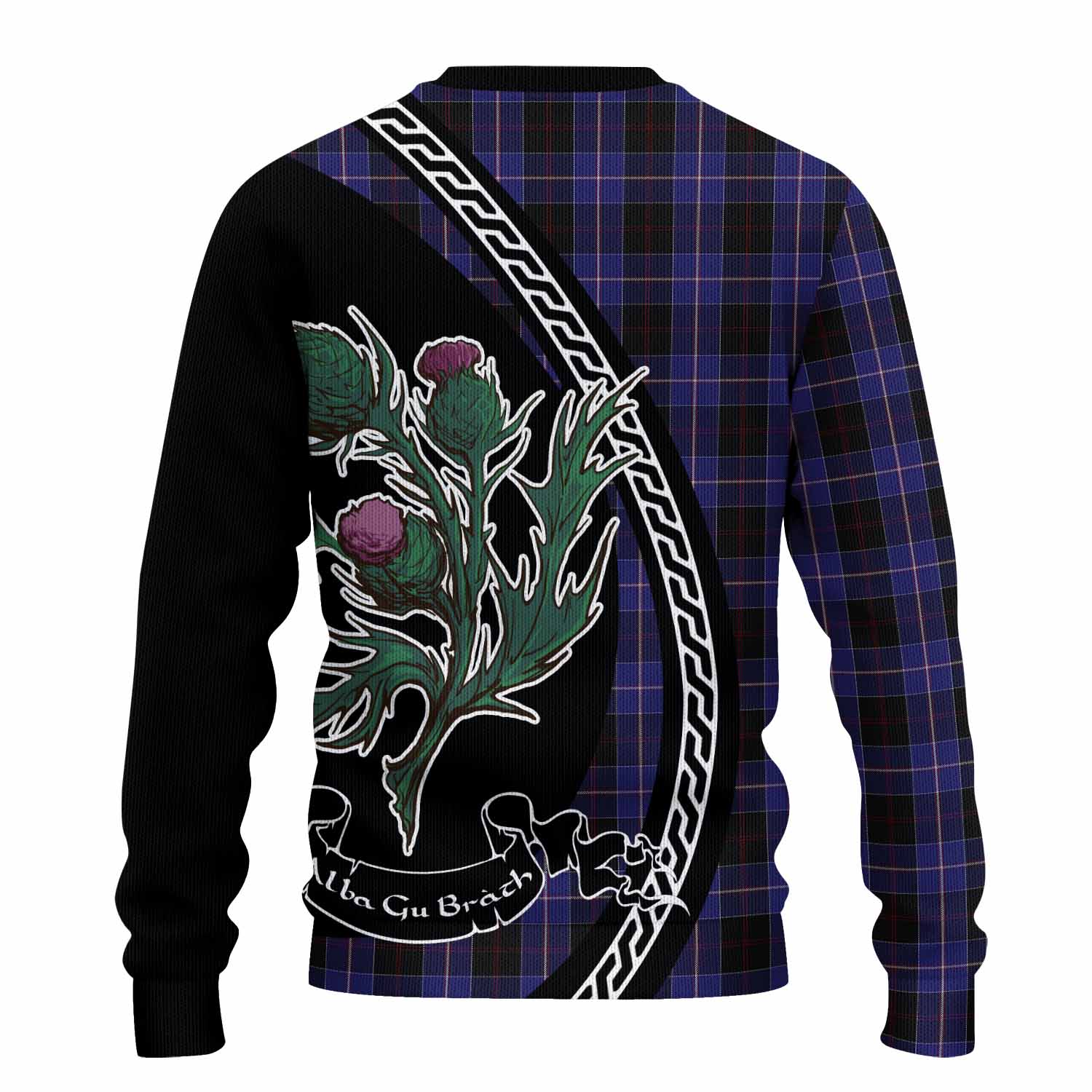 Dunlop Family Crest Tartan Knitted Sweater Alba Thistle Inspired - Tartan Vibes Clothing