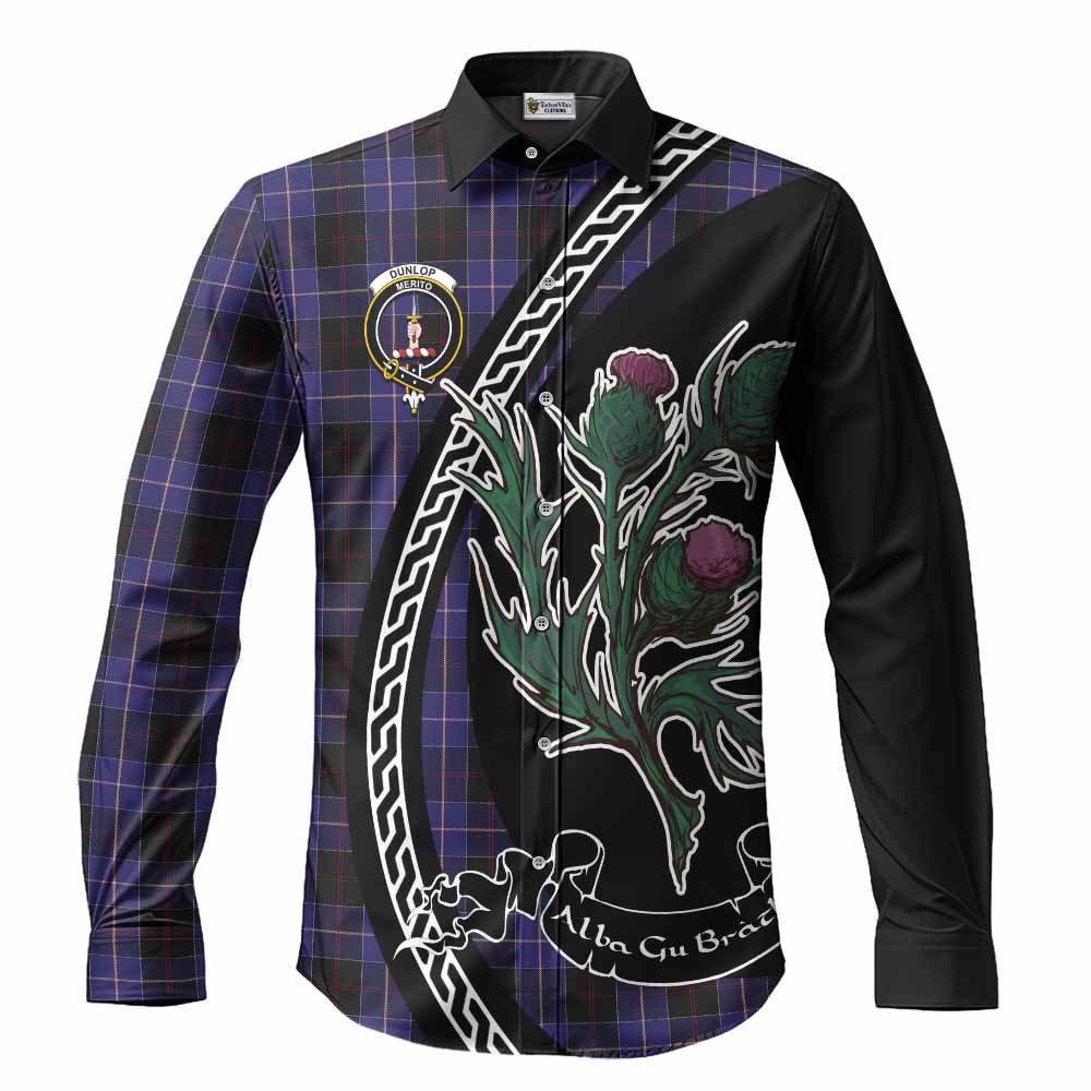 Dunlop Family Crest Tartan Long Sleeve Button Shirts Alba Thistle Inspired - Tartan Vibes Clothing