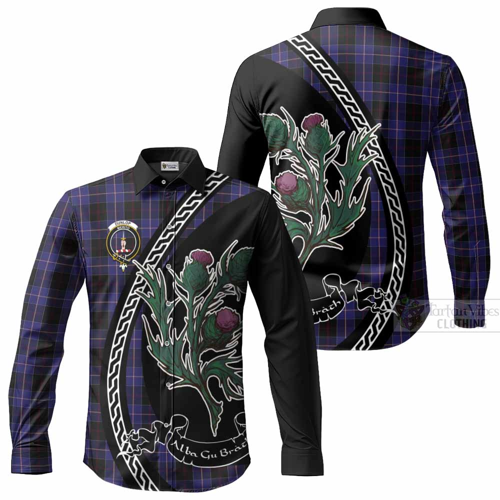 Dunlop Family Crest Tartan Long Sleeve Button Shirts Alba Thistle Inspired - Tartan Vibes Clothing
