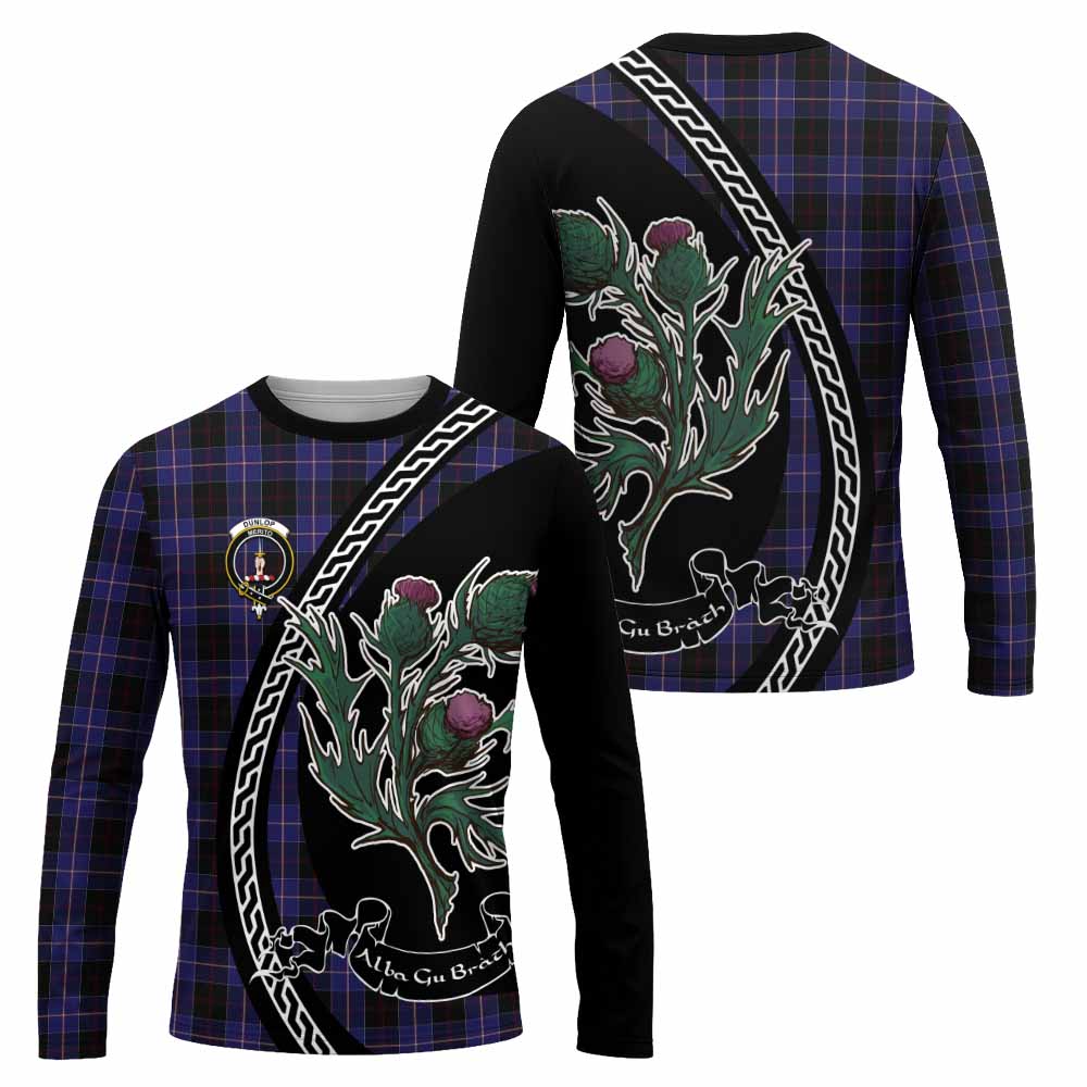 Dunlop Family Crest Tartan Long Sleeve T-Shirt Alba Thistle Inspired - Tartan Vibes Clothing