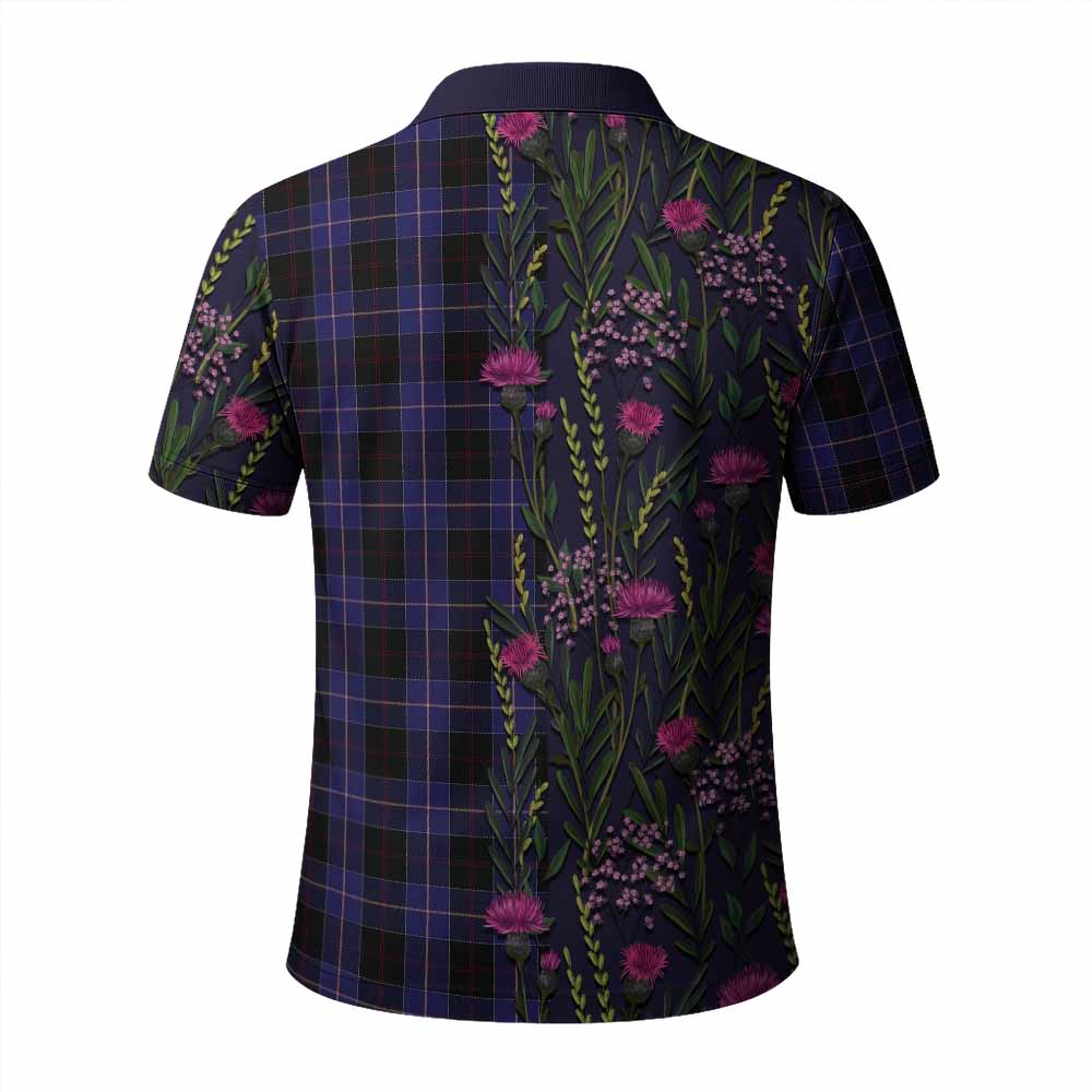 Dunlop Family Crest Tartan Polo Shirt Scottish Thistle Flower Pattern Half Style - Tartan Vibes Clothing