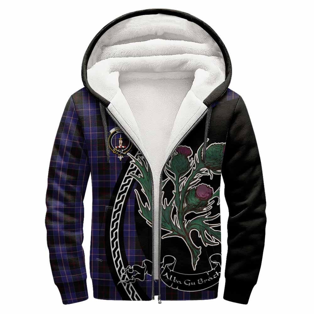 Dunlop Family Crest Tartan Sherpa Hoodie Alba Thistle Inspired - Tartan Vibes Clothing