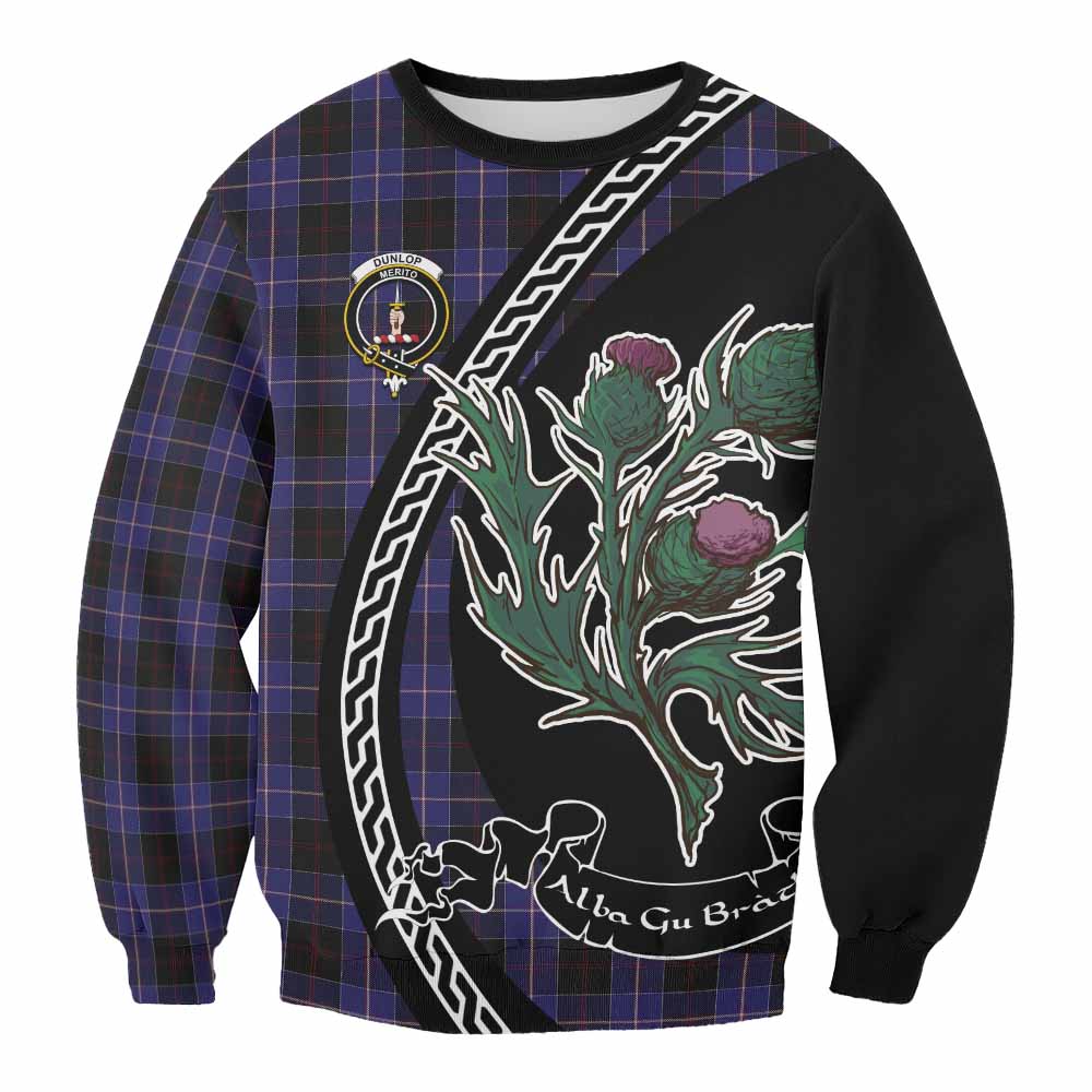 Dunlop Family Crest Tartan Sweatshirt Alba Thistle Inspired - Tartan Vibes Clothing