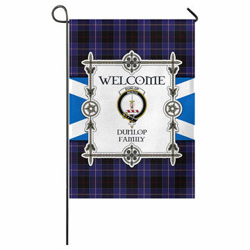 Dunlop Family Crest Tartan Welcome Garden Flag Saltire Harmony Style