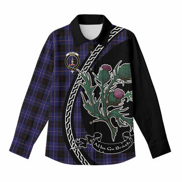 Dunlop Family Crest Tartan Women Casual Shirt Alba Thistle Inspired