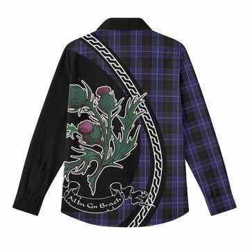 Dunlop Family Crest Tartan Women Casual Shirt Alba Thistle Inspired
