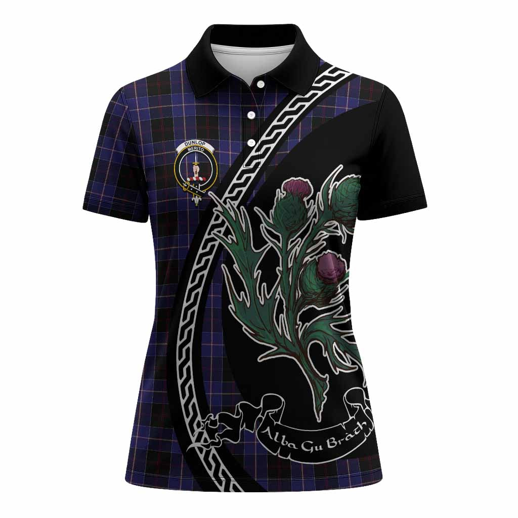 Dunlop Family Crest Tartan Women Polo Shirt Alba Thistle Inspired - Tartan Vibes Clothing