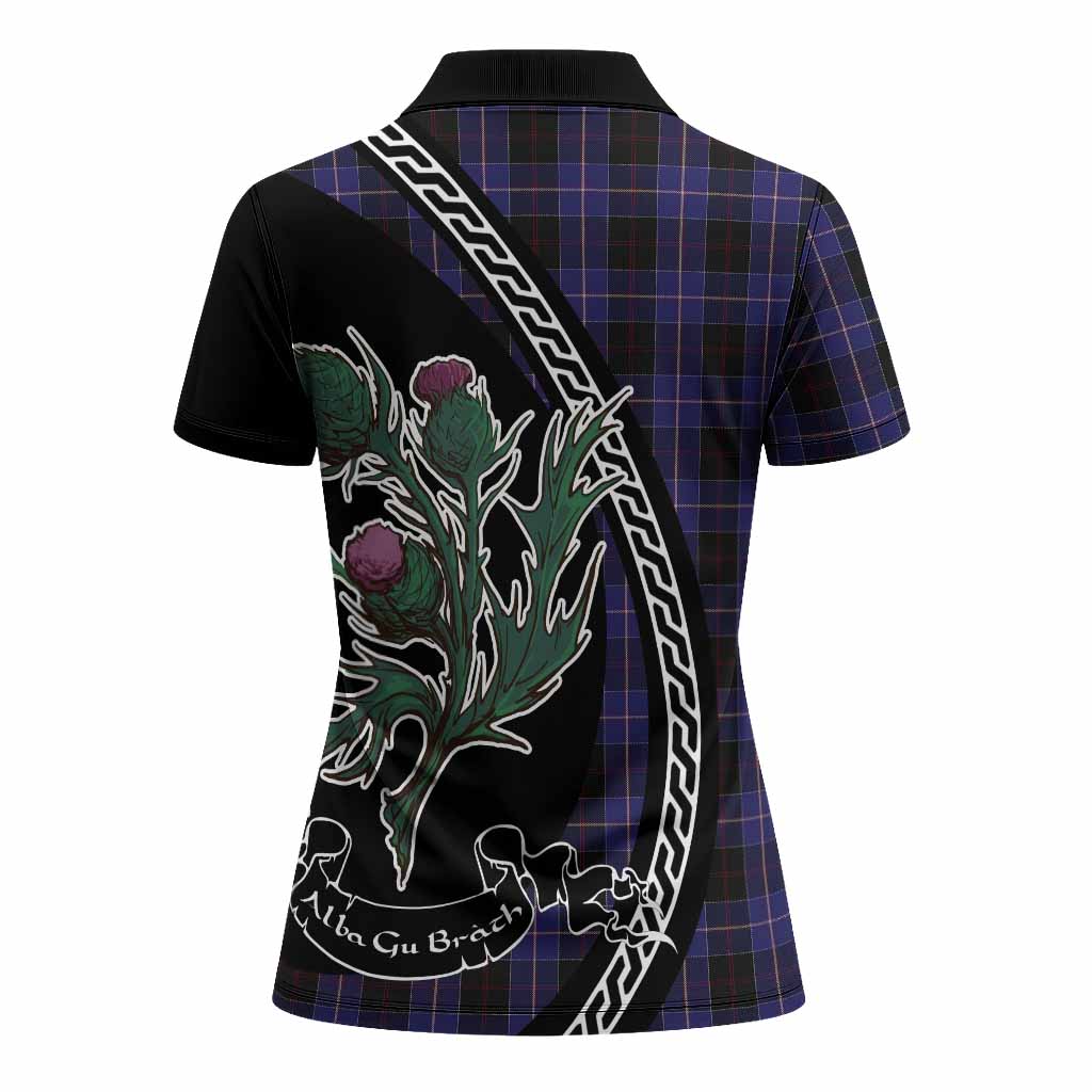 Dunlop Family Crest Tartan Women Polo Shirt Alba Thistle Inspired - Tartan Vibes Clothing