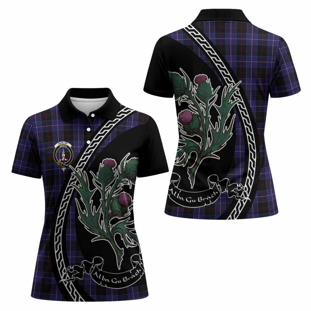Dunlop Family Crest Tartan Women Polo Shirt Alba Thistle Inspired - Tartan Vibes Clothing