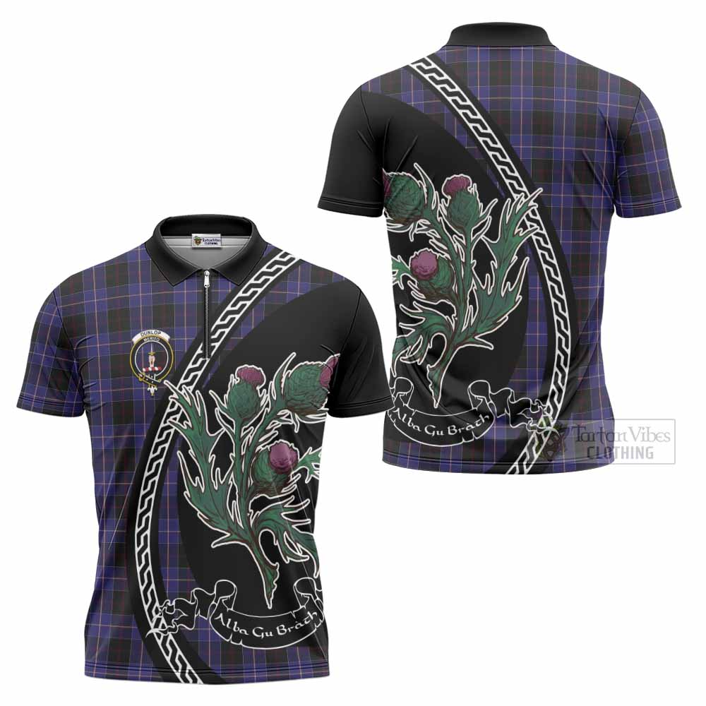Dunlop Family Crest Tartan Zipper Polo Shirt Alba Thistle Inspired - Tartan Vibes Clothing