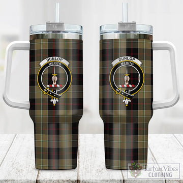 Dunlop Hunting Tartan and Family Crest Tumbler with Handle