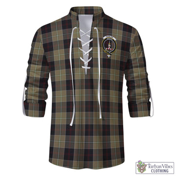 Dunlop Hunting Tartan Men's Scottish Traditional Jacobite Ghillie Kilt Shirt with Family Crest