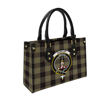 Dunlop Hunting Tartan Leather Bag with Family Crest