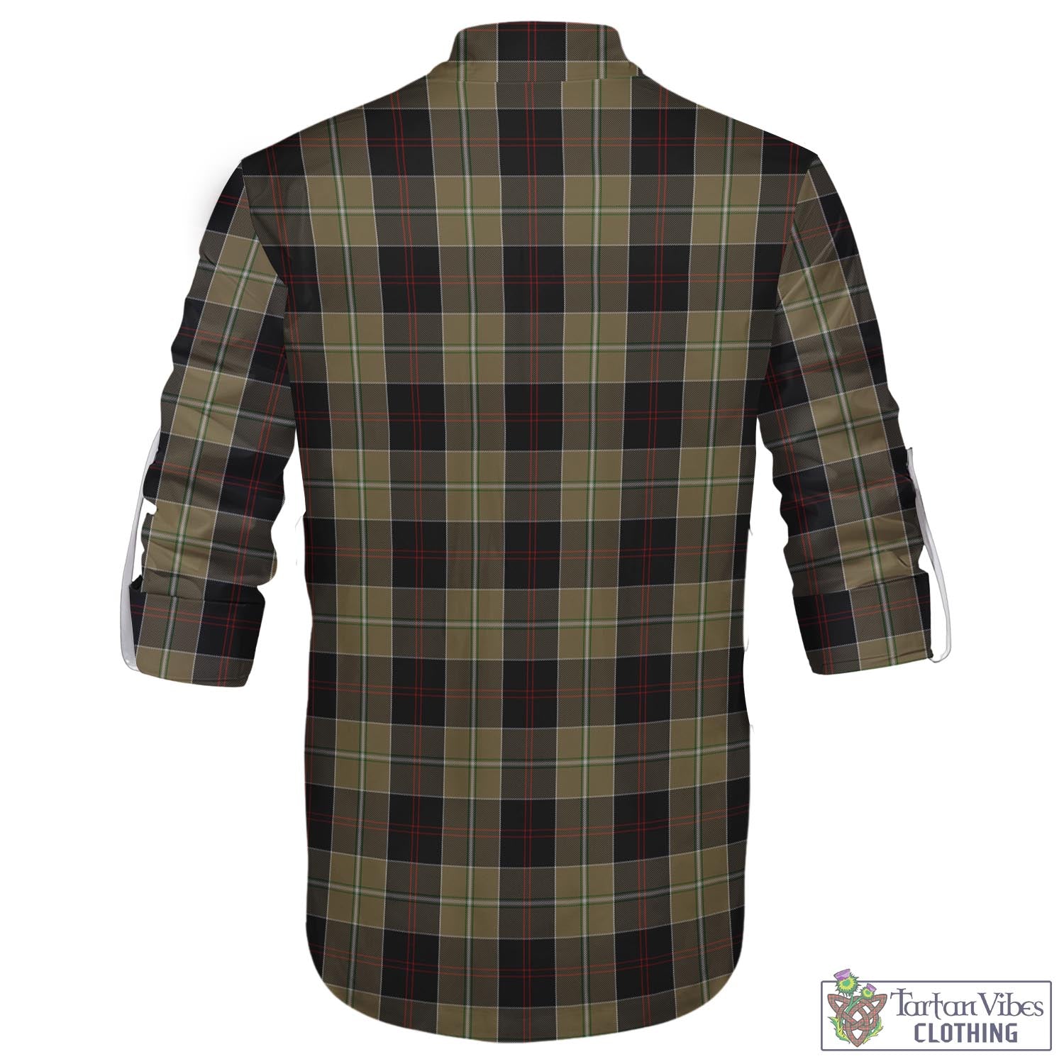 Tartan Vibes Clothing Dunlop Hunting Tartan Men's Scottish Traditional Jacobite Ghillie Kilt Shirt with Family Crest