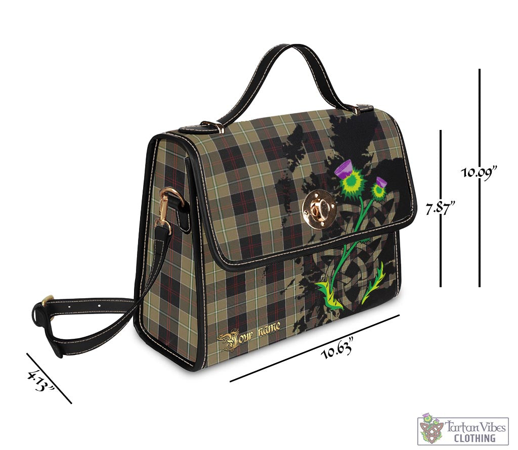 Tartan Vibes Clothing Dunlop Hunting Tartan Waterproof Canvas Bag with Scotland Map and Thistle Celtic Accents