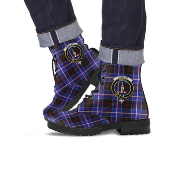 Dunlop Modern Tartan Leather Boots with Family Crest